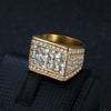 Luxury Iced Out Square CZ Ring for Men 316 Stainless Steel Hip Hop Bling Fashion Jewelry