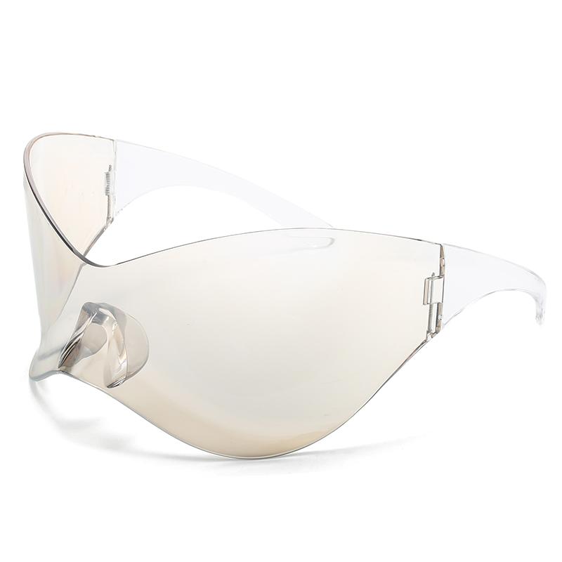 Oversize Punkowe Gogle Okulary Przeciwsłoneczne Damskie Męskie Luksusowa Marka Projektant Y2K Srebrne Sportowe UV400