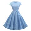 2024 Trendy Retro Round Neck Summer Dress with Short Sleeves and Flowy Print