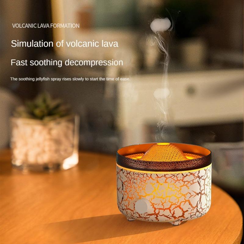 New Volcanic Lava Aromatherapy Machine Home Desktop Flame Humidifier Simulation Smoke Ring Flame Aromatherapy Machine
