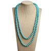 Original Ethnic Longline Necklace, Handmade Turquoise and Rice Bead Jewelry with Folk Style Artisan Design for Unique Statement