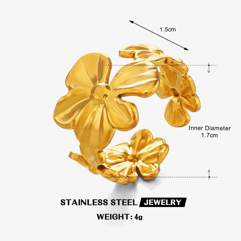 Stainless Steel Daisy Flower Rings for Women Creative Vintage Minimalist Open Rings Trendy Sweet Elegant Party Jewelry Gift