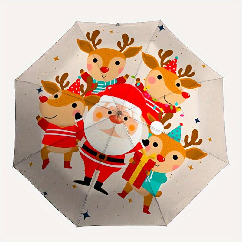 

1pc Christmas Reindeer Automatic Umbrella - 8-Rib Foldable Design, Outdoor Adventures, and Family Celebrations yy250829076