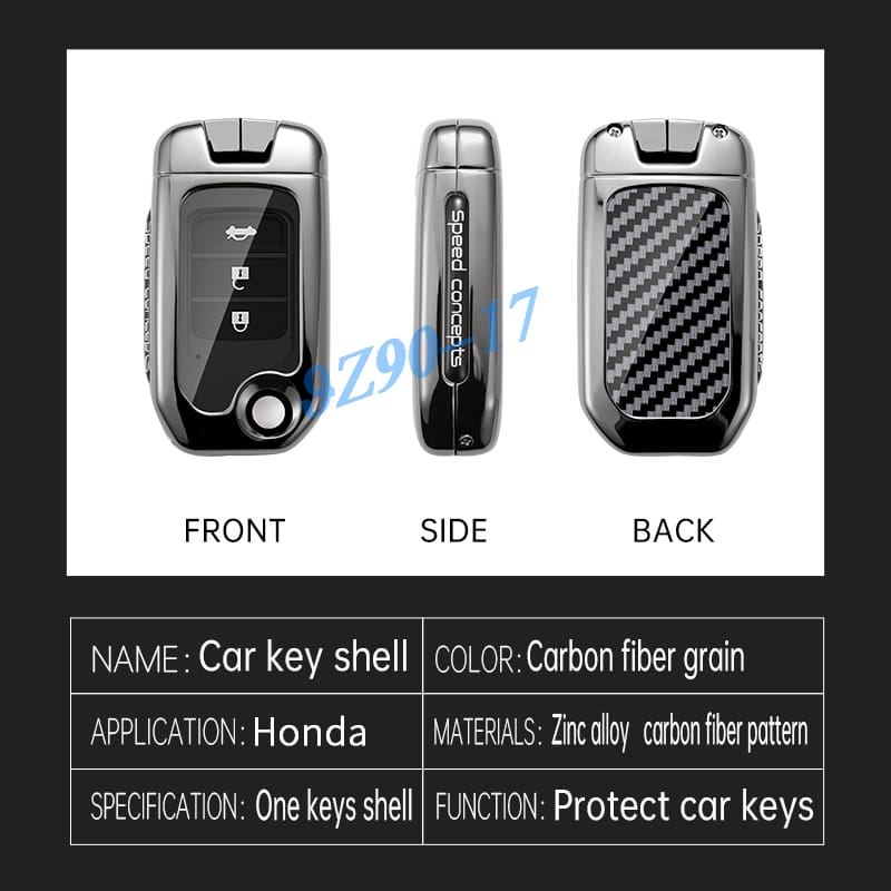 For Honda Accord Civic Cr-V Crv Carbon Fiber Accessories Metal Carbon Fiber Car Key Fob Case Cover Keychain