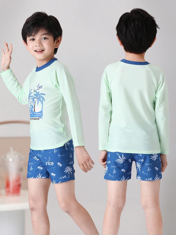2026 Boys' Sun Protection Swimwear: Two-Piece Kids' Swimsuit & Trunks