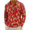 Men's Casual Christmas Print Button Long Sleeve Shirt