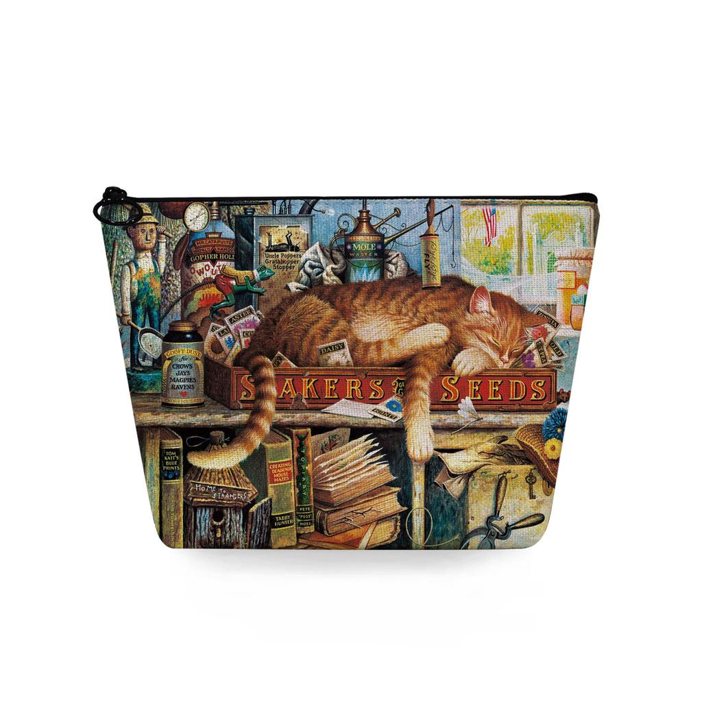 Dam Katt Tryck Sminkväska Toalettartiklar Organisera Reseförvaringsfodral 6784