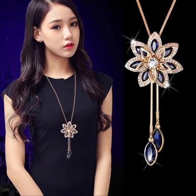 Fashion Creative Snowflake Pendant  Simple Wild Necklace Jewelry Sweater Chain KTJ