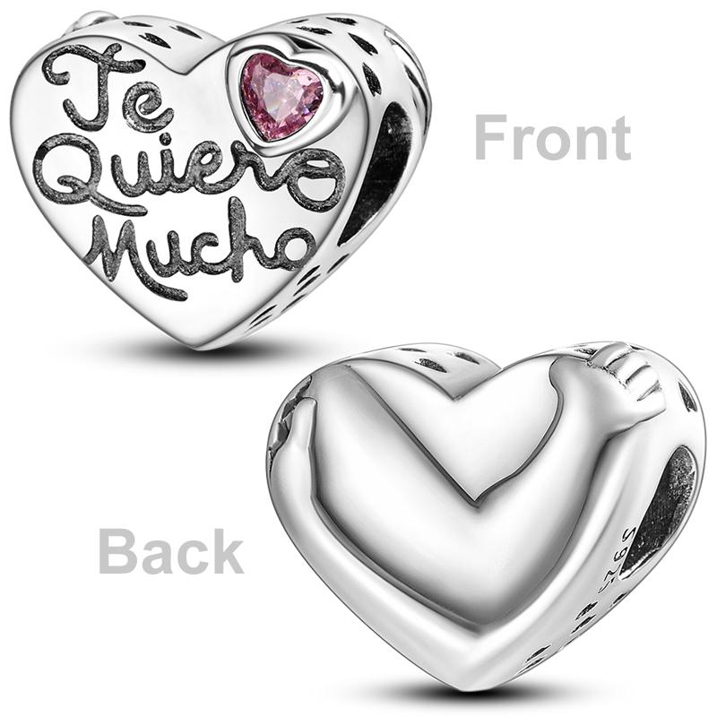 Copper Colorful Love Heart Shape Charm Beads Lover Girl Boy Dangle Fit Bangle Bracelet Necklace Jewelry Marking