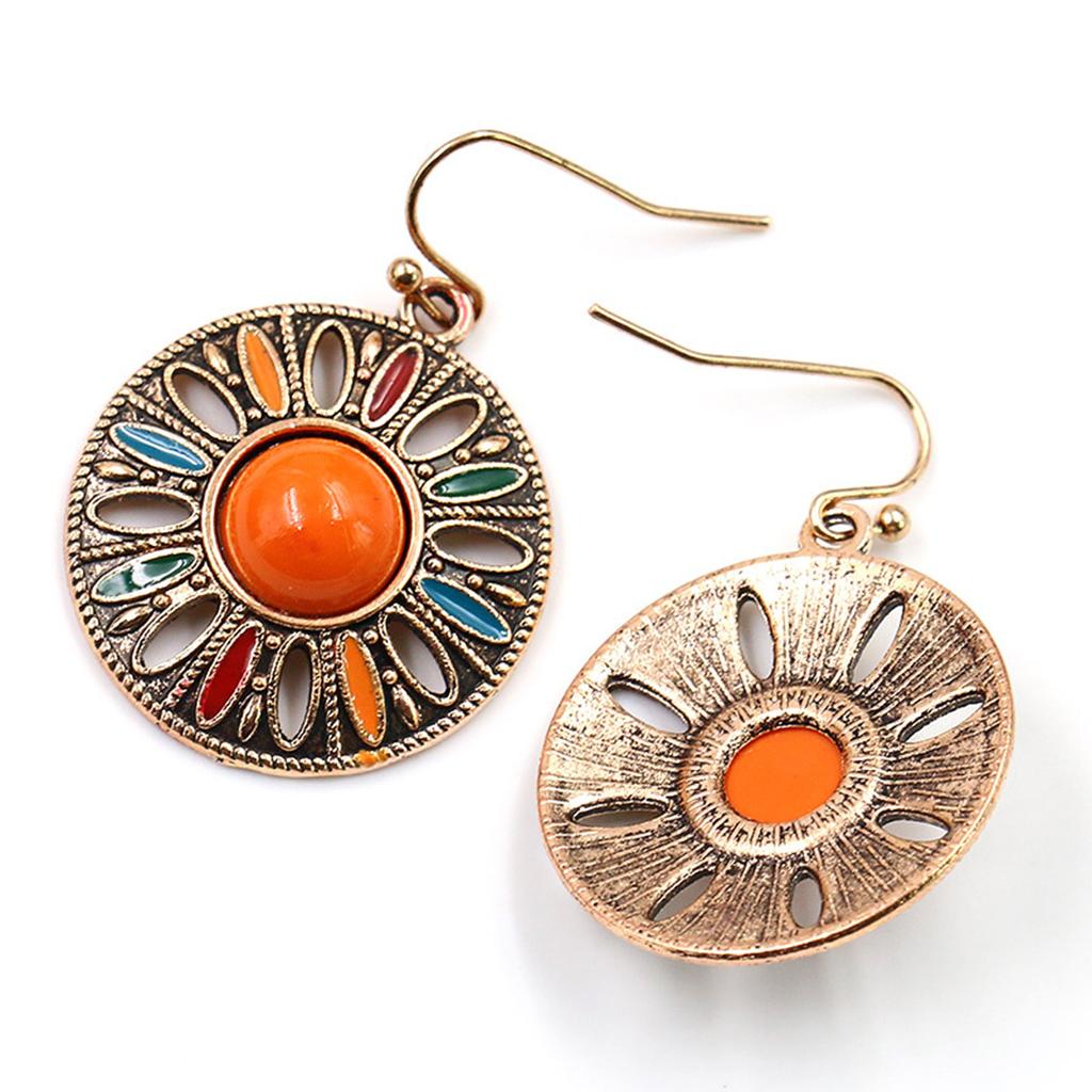 2 Stück Retro Bohemian Stil kreisförmige geometrische Damenohrringe für den Urlaub und personalisierte weibliche Accessoires