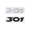 3D Glossy Black Chrome Silver Metal Logo Emblem Badge Decal Car Sticker for Peugeot 301 Car Accessories