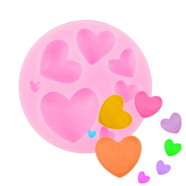 Loving Heart Shape Silicone Fondant Mold DIY Colorful Sweet Heart Chocolate Candy Paste Cake Decorating Tool Mold