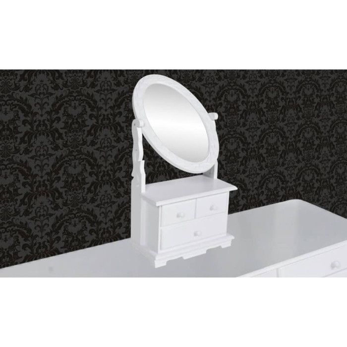 VidaXL Coiffeuse avec miroir pivotant ovale MDF