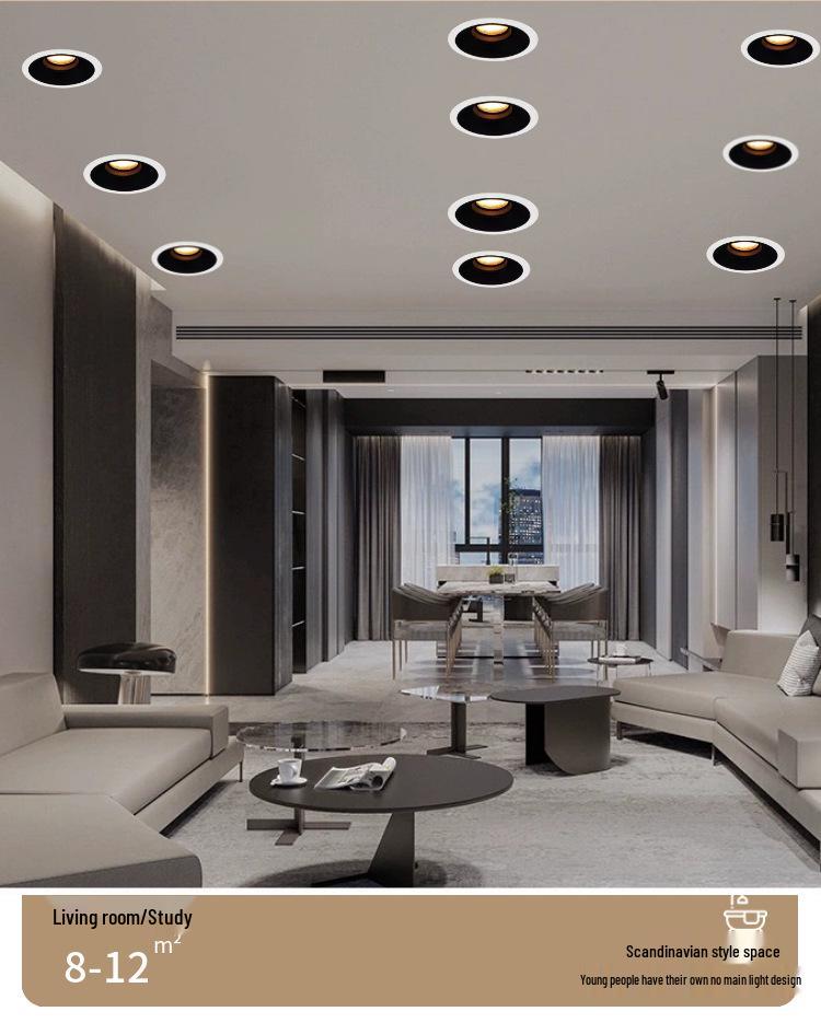 Adjustable Angle Anti-Glare Recessed Spotlight for Guest Rooms and Corridors