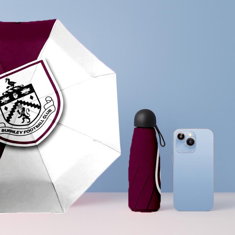 Burnley Football Pattern Printed Mini 5 Folds 8 Ribs Compact Umbrella Windproof Waterproof Lightweight Portable Folding
