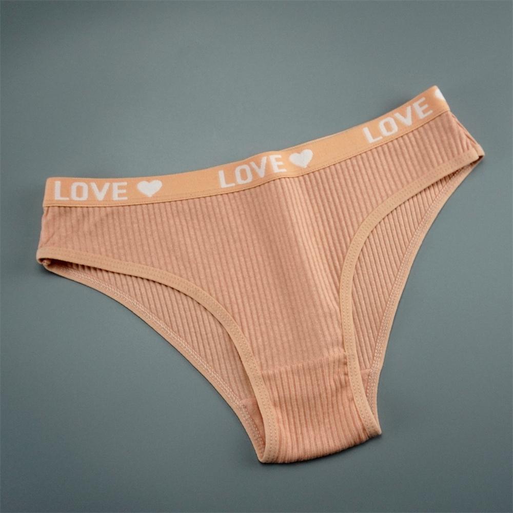 6 PCS/Pack Women Underwears Low Waist Cute Girls' Letters Waistband Cotton Briefs Comfortable Seamless Ladies Lingerie