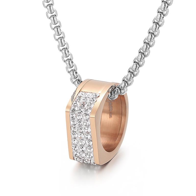 Punk Fashion Gold Color Zircon Pendant Neckalces Men Women Hiphop Titanium Stainless Steel Rhinestone Choker Necklace Jewelry