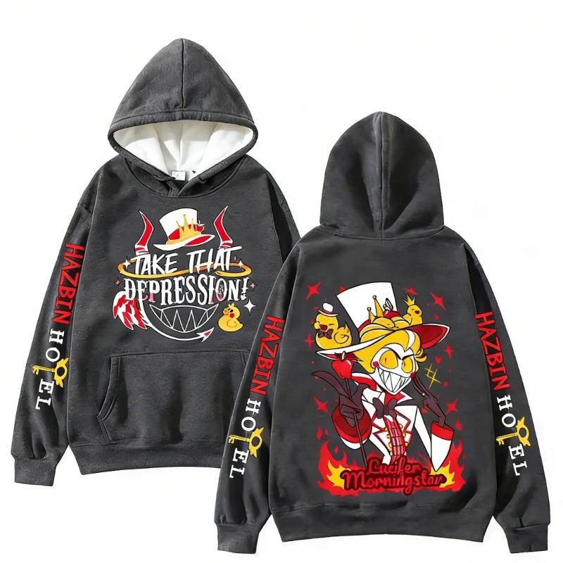 Popular Anime Pattern Hoodie For Men Women Hazbin Hotel Hooded Sweatshirt Trend Street Unisex Clothes Fashion Clothing