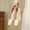 Fashion Luxury Satin Chunky Heels Women Loafers Autumn Elegant Square Head Mid Heeled Women Pumps Fashion Banquet Office Shoes for Women