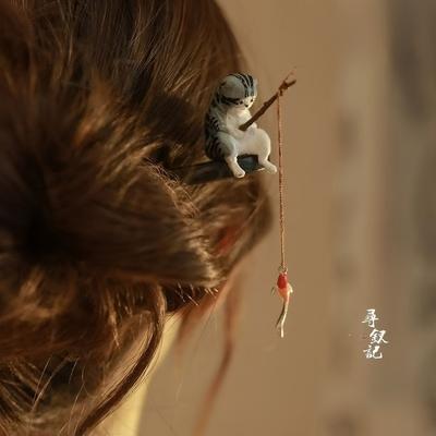 Horquilla Hanfu China, Palillo de Madera Tallado a Mano de Fénix, Accesorios para el Cabello Vintage para Mujeres, Pinza para el Cabello Retro de Bronce Antiguo