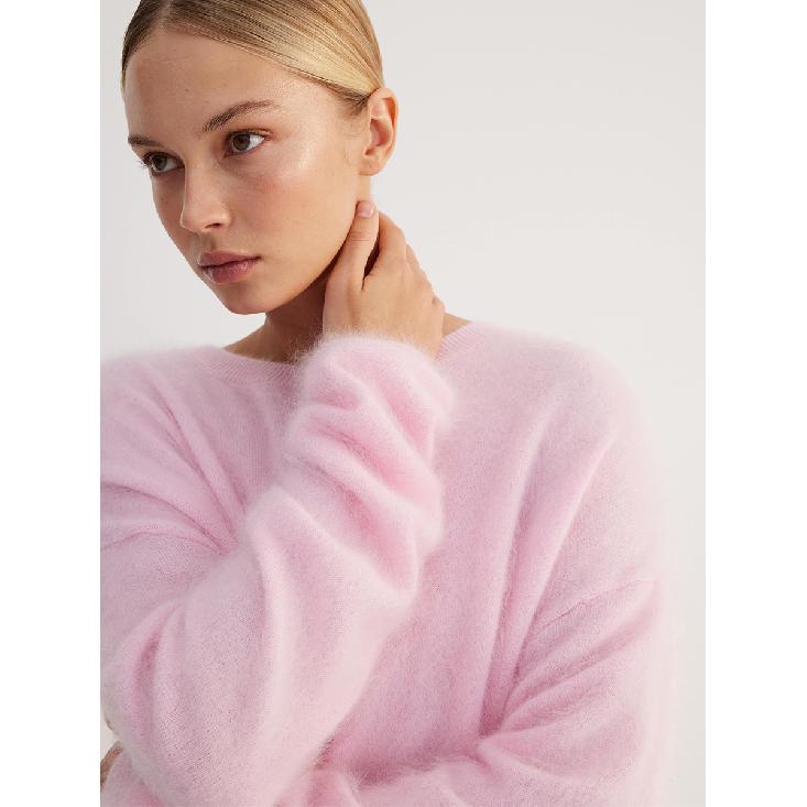 Suéter de Punto Rosa para Mujer Manga Larga Moda Suelto Patchwork Lindo Top Y2k Punto Femenino Elegante Nuevo