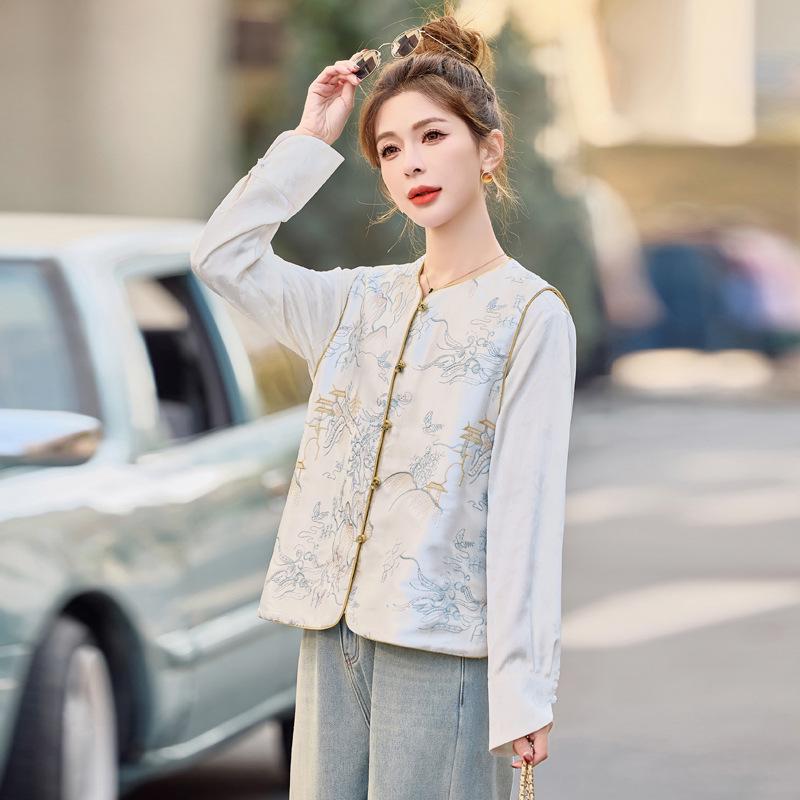 2025 Spring Embroidered Reversible Jacket Vest - New Chinese National Style, High-End Outerwear (WW2507)