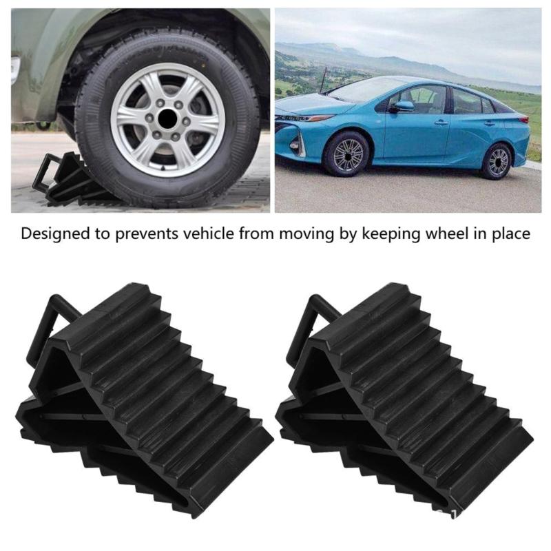 Solid Heavy Duty Plastic Wheel Chocks 2 Packs,Wheel Stoppers for Car, Travel Trailers, RVs and Truck, 8" by 4" by 4"