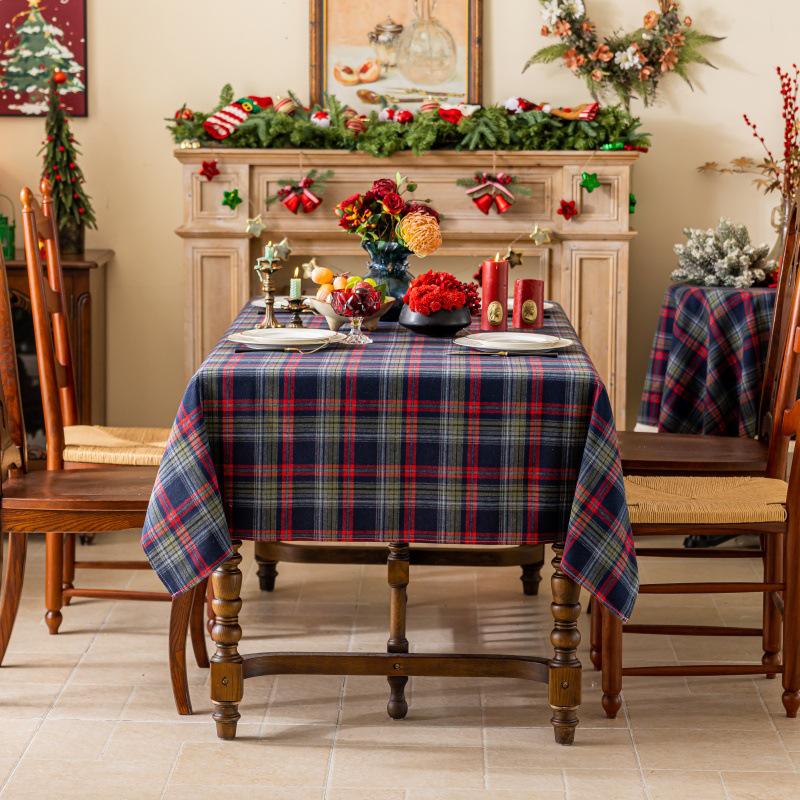 Lexuanxiu Nordic INS Rectangular Plaid Christmas Party Tablecloth