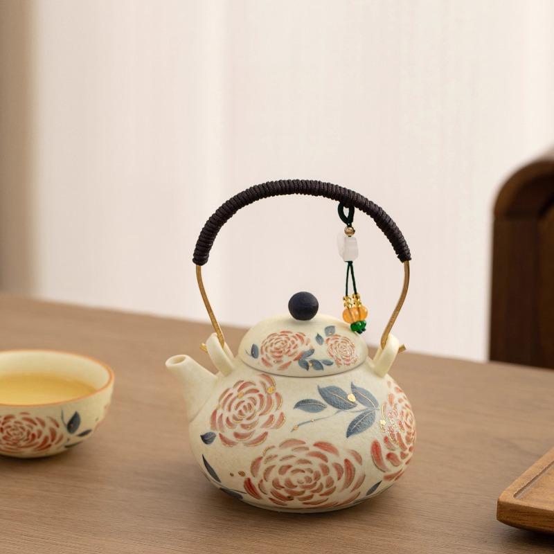 Flower Rose Teapot Chinese Beam Pot Anti-scalding Household Filter Single Pot Niche Design Tea Pot