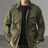 Multi Pocket Cargo Jacke Herren Frühling Herbst Mäntel Revers Kragen Casual Fashion Outwear Grün