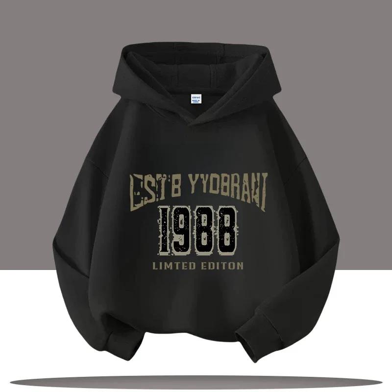 Autumn Winter Letter Print Kids Warm Children's Hoodie Kid Sport Sweatshirt Cartoon Boys Clothing Girls Long Sleeve Top