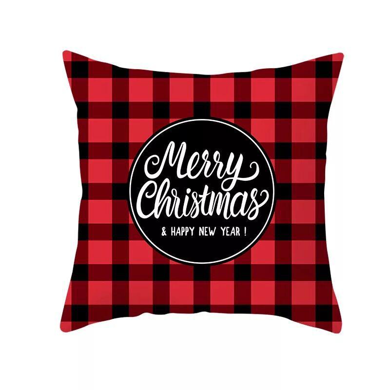 Classic Red Plaid Christmas Pillowcase Festive Home Decoration Gift Pillow Cushion Cover