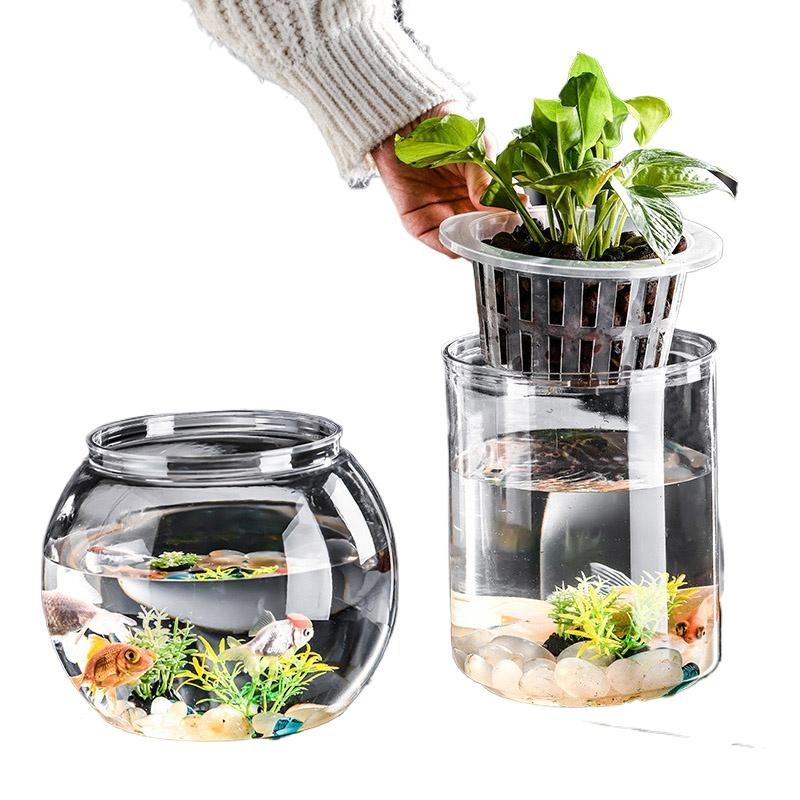 1PC Vase Home Decoration Planter Pot Fish Tank Plastic Mini Hydroponic Flower Pot Self Watering Hydroponic Vase Transparent