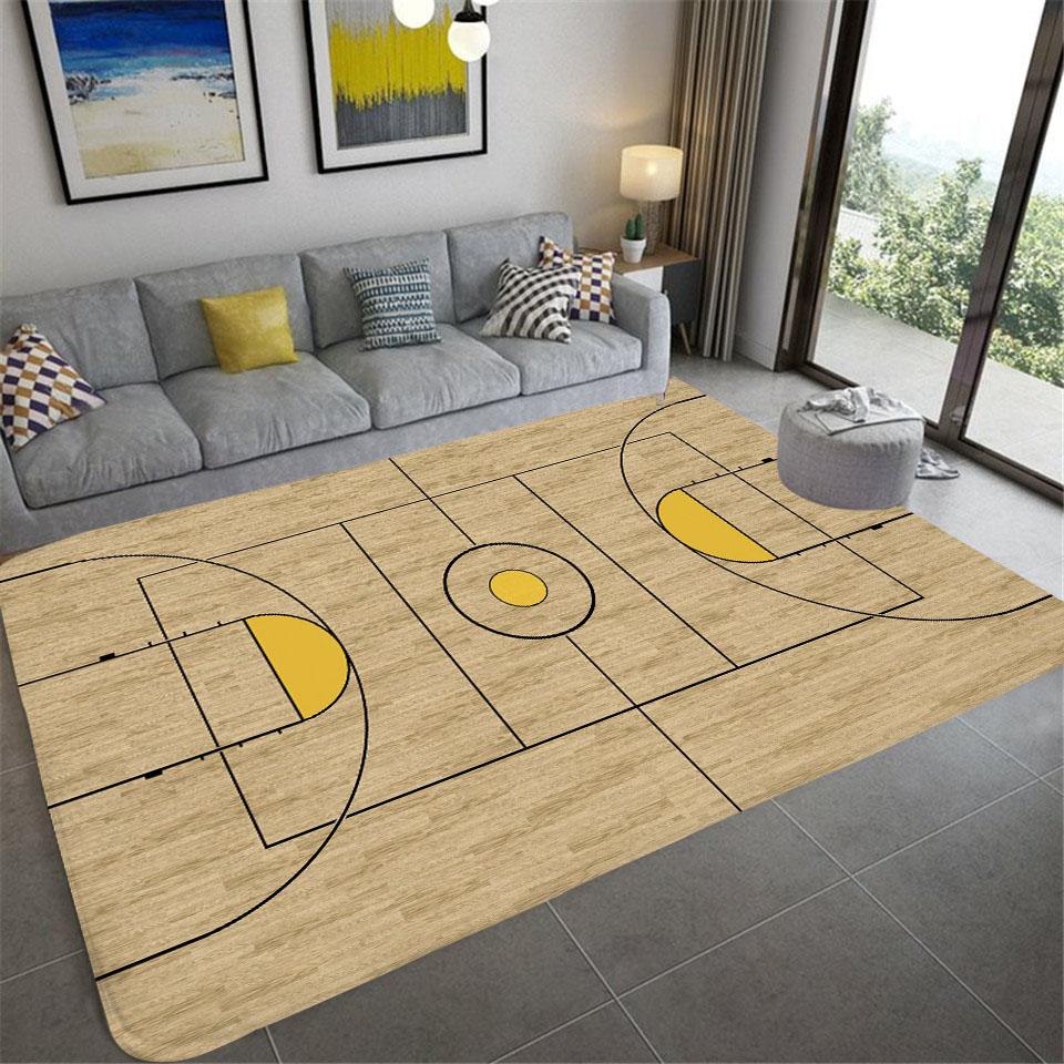 3D Basketball Court Printed Carpet Bedroom Bedside Living Room Sofa Table Area Rug Soft Large Size Floor Mat Doormat Home Decor