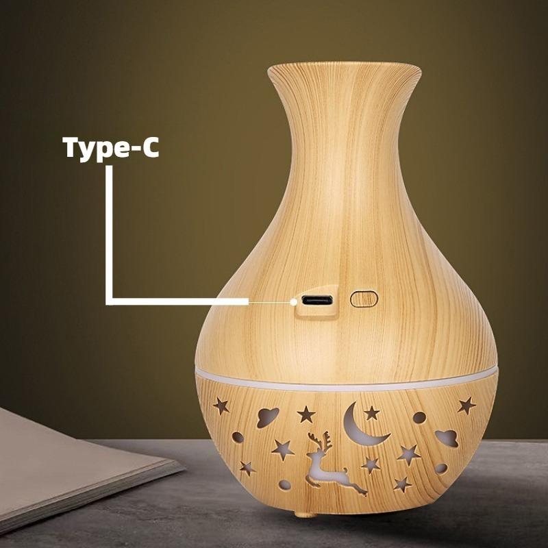 150ML Ultrasonic Essential Oil Diffuser, Imitation Wood Grain Humidifier with Colorful LED Ambient Light for Bedroom & Home Use