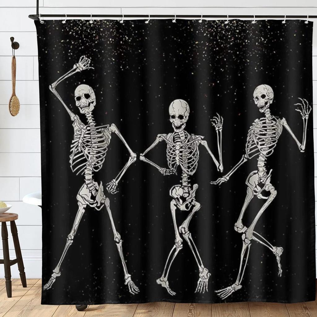 Shower Curtain HD Waterproof No Punch Bathroom Partition Curtain Halloween Print