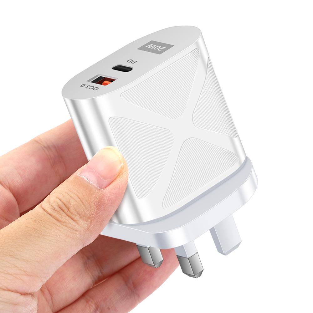LED Light-up Dual Port Fast Charger 20W PD + 4A QC3.0 (US/EU/UK)