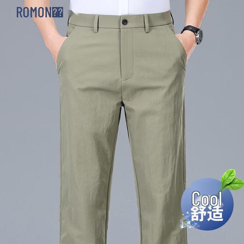 ROMON Men s Summer Quick-Dry Straight-Leg Casual Pants 35