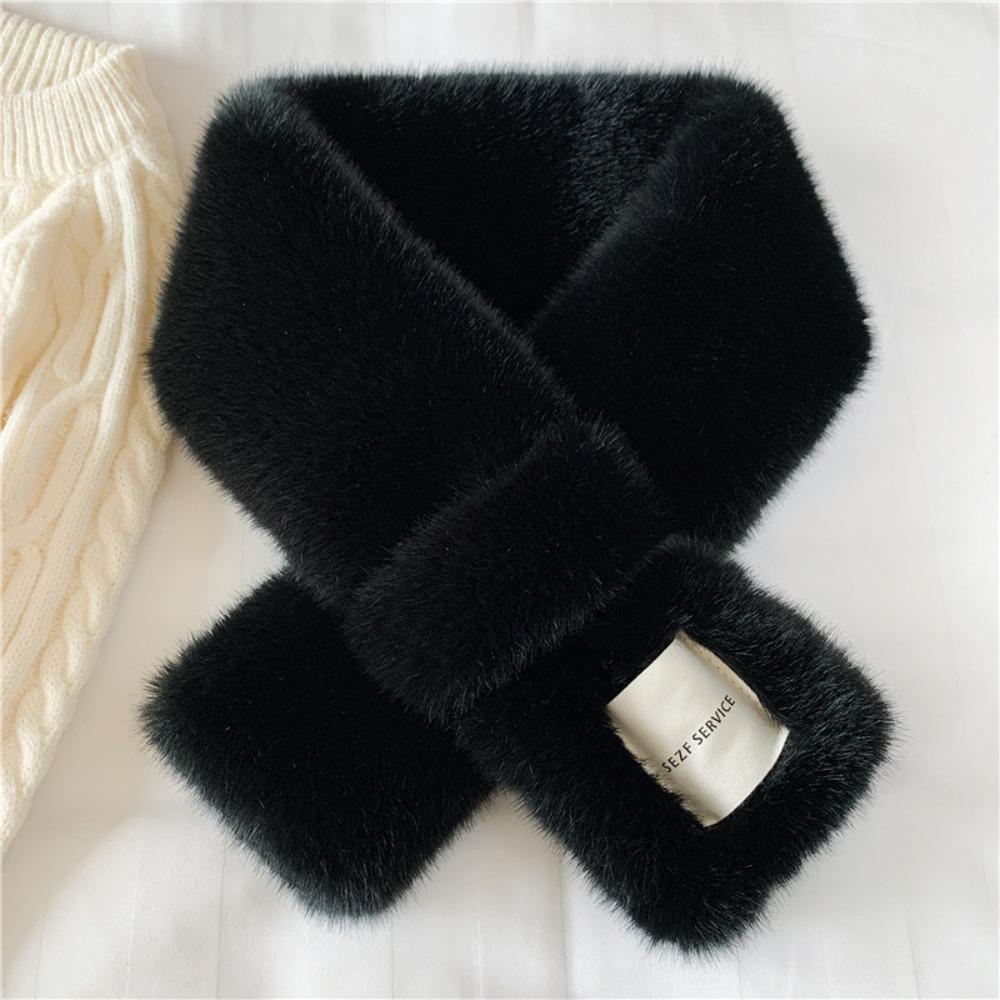 Faux Rabbit Fur Plush Scarf Fake Collar Pure Color Bib Retro Women Winter Scarves  For Girls