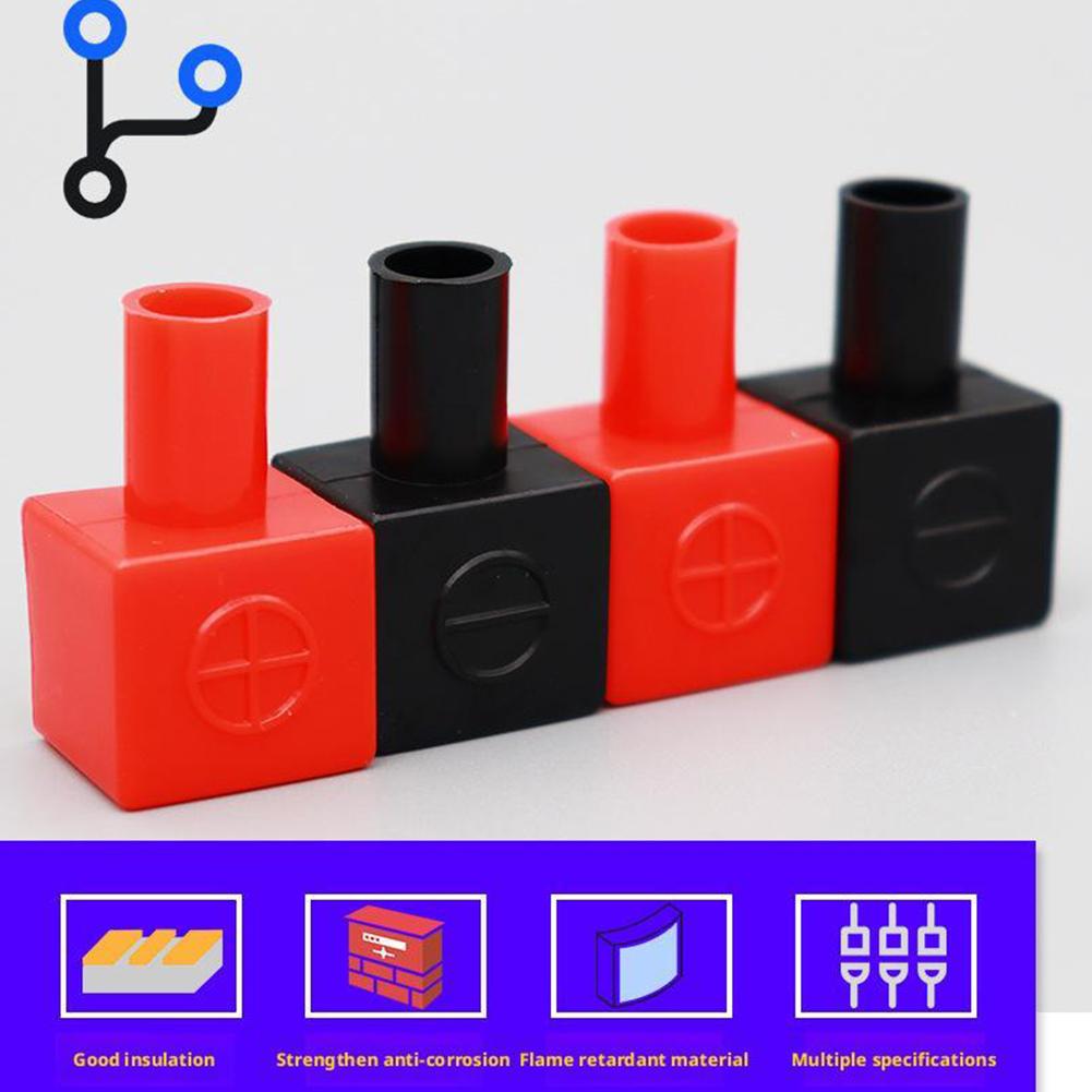Car Battery Pole Positive And Negative Protection Cover Motorcycle Battery Terminal Flexible Square Cap Rubber Sheath 1Pair