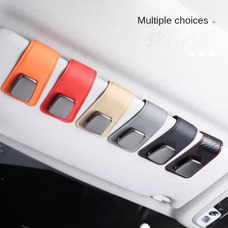 Multifunction Car Sun Visor Glasses Clip Leather Eyeglasses Clip Automobile Sunglasses Holder Card Case Auto Interior Accessorie