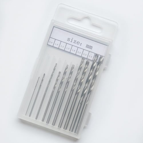 Craft Tool Replacement Drill Bits for Pin Vise, 0.8mm to 3.0mm, 10-Piece Set with Storage Case