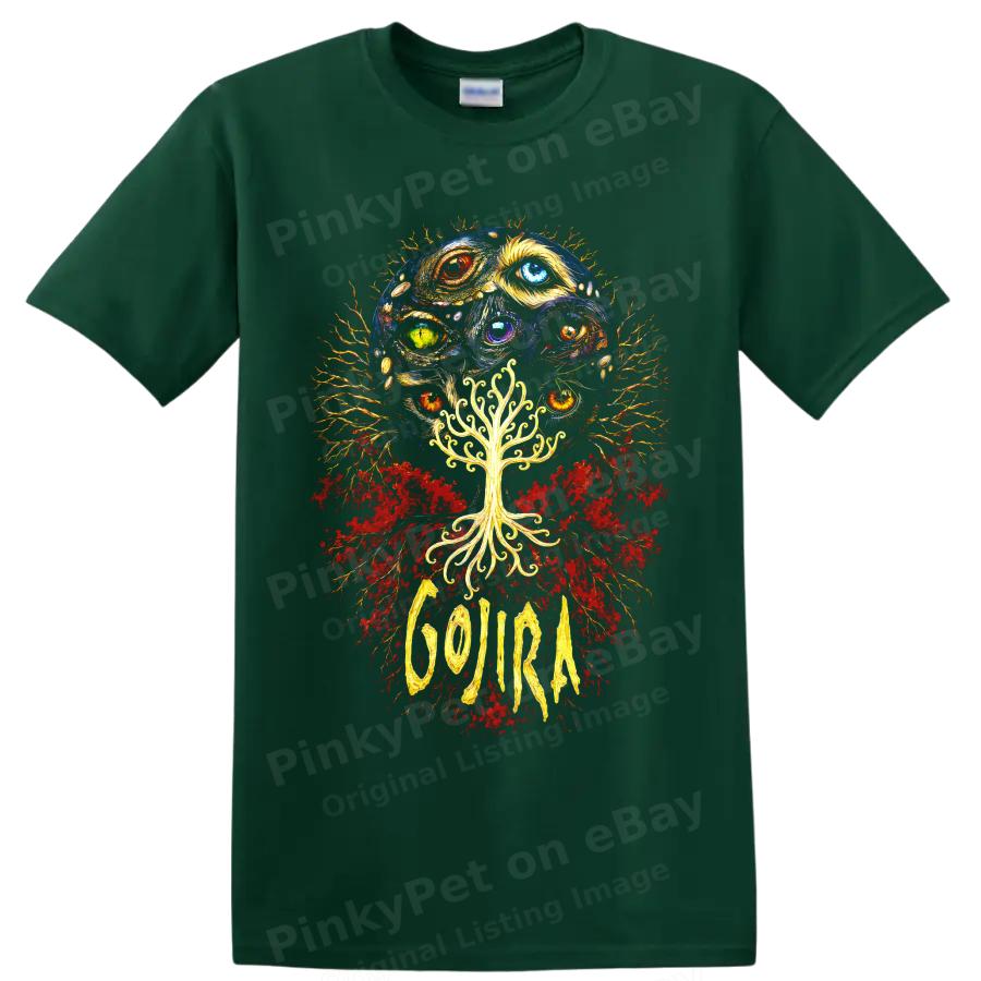 Gojira T Shirt Cosmic Eyes Tree Red Blue Psychedelic Metal Band Graphic Art Tee