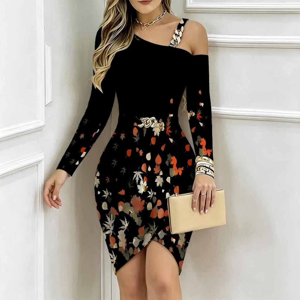 Women Plus Size Asymmetric Cold Shoulder White Red Vintage Floral Print Wrap Bodycon Midi Dress