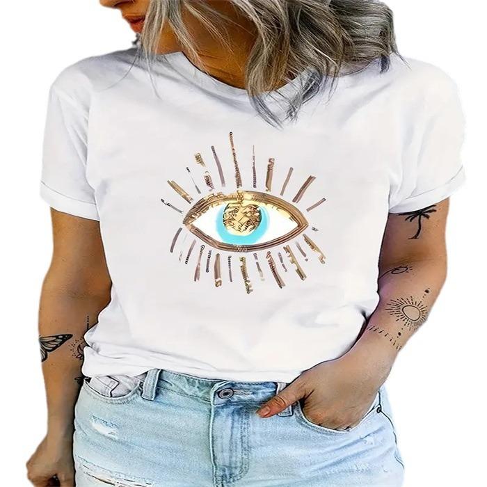 Short-sleeved T-shirt European and American summer new women's fashion casual home commuting versatile round neck short-sleeved T-shirt