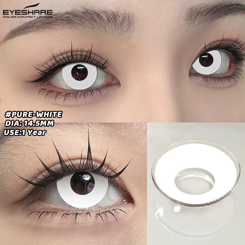 Eyeshare 1 Pair Red/Whie/Black Contact Lenses for Halloween Crazy Party Eye Makeup Lens Anime Role Playing Pupils