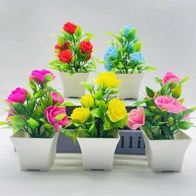Künstliche Topfpflanzen Künstliche Blumen Bonsai Künstliche Grüne Pflanzen Schaumstoffrosen 5 Schaumstoffblumen-Ornamente