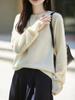 Women's Pure Wool Round Neck Sweater - Cozy Loose Knitwear for Autumn/Winter