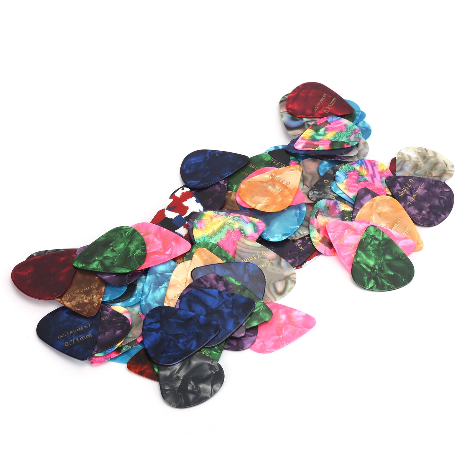 

100 шт. Медиаторы для гитары Универсальные Запчасти для музыкальных инструментов Аксессуары Разноцветные 0,71 мм