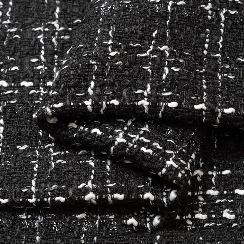 Thicken Tweed Fabric  for Vest Coat  Dress Clothing DIY Sewing Sequins Woolen Cloth Black White Red Blue By Half A Meter Winter